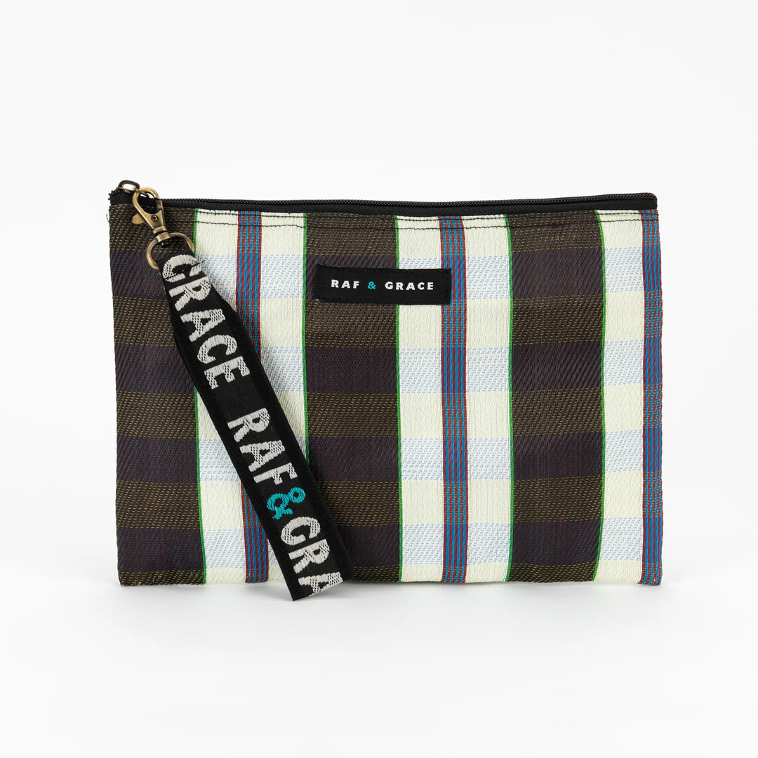 black and navy small pouch