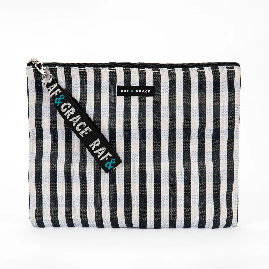 black and white large pouch